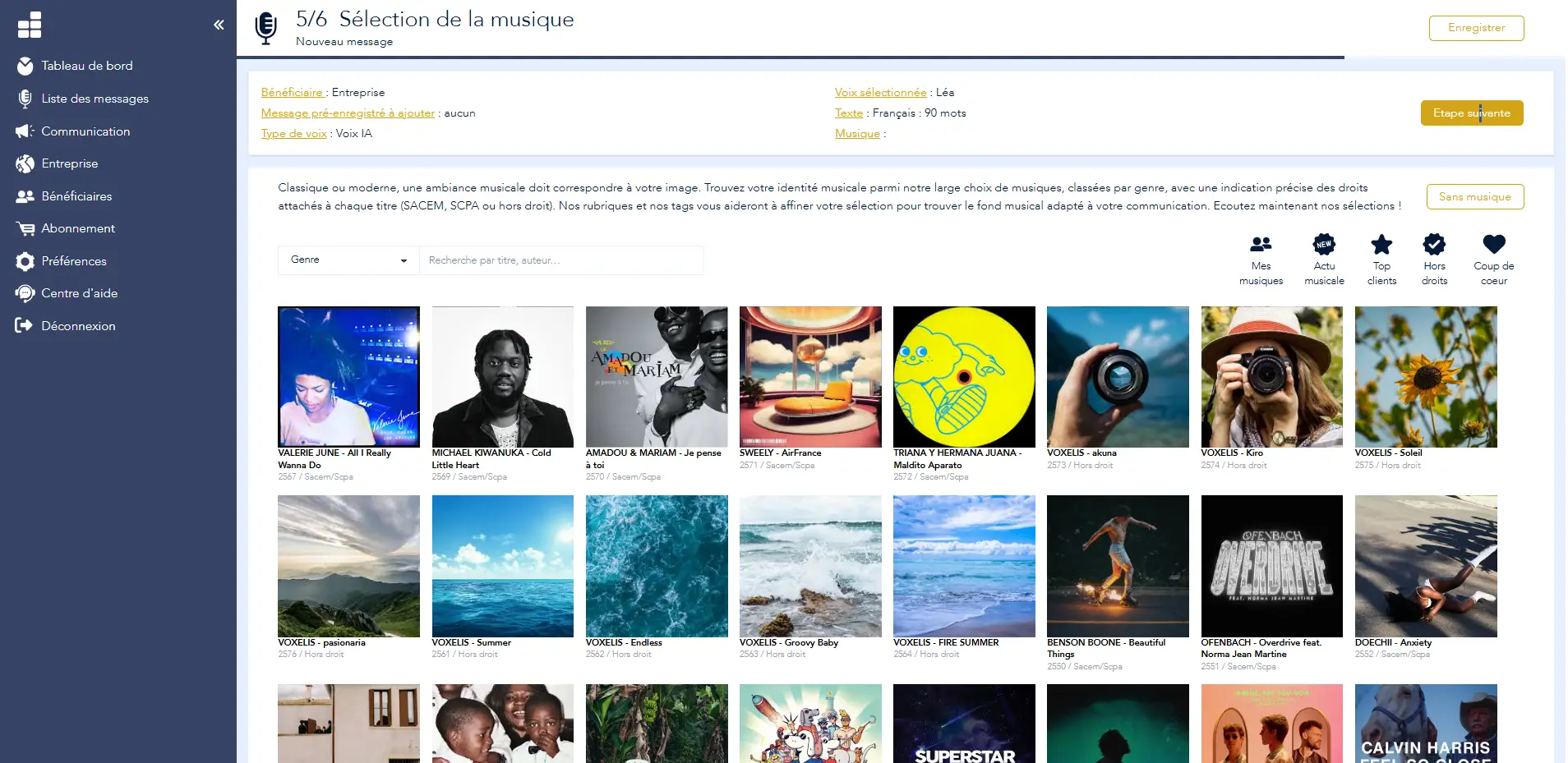 Voconix création de message vocal professionnel IA