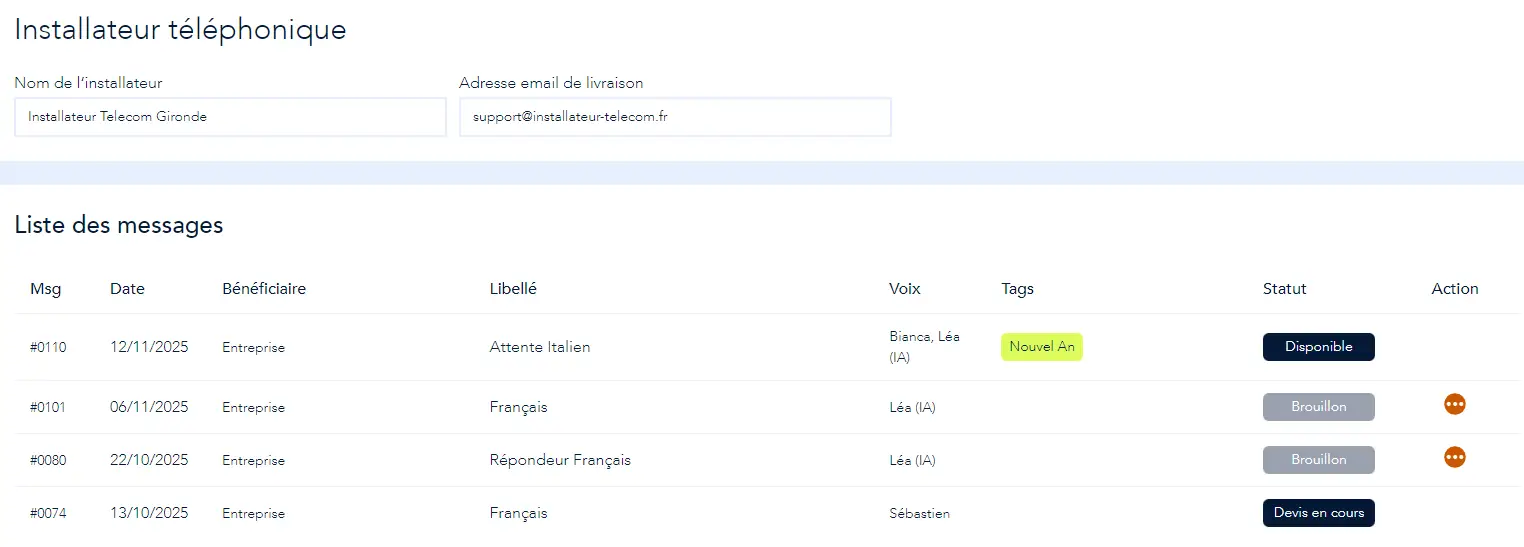 Voconix : transmettre à son installateur les nouveaux messages vocaux